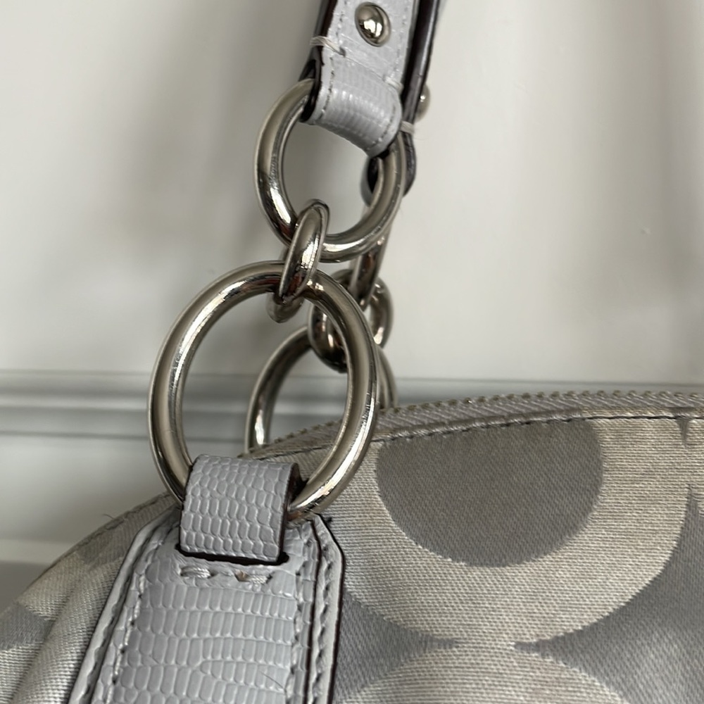 Coach Signature Silver/Turquoise Satchel and Makeup Bag - Picture 8 of 16